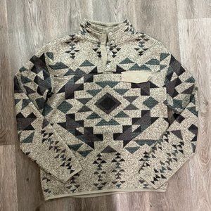 Lucky Brand Aztec Fleece Half Button-Down Size Large